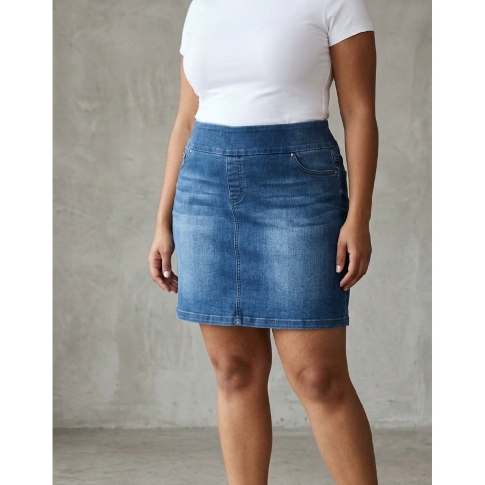S.C. & CO. Denim Blue Pull On Stretch Casual Mini Skort Skirt XL